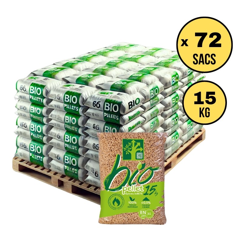 Palet ALPIN – Pellets de madera (72 sacos) 1080KG