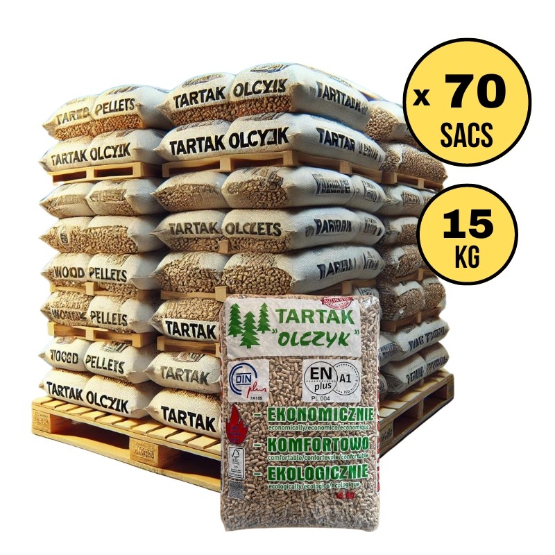 Palet TARTAK – Pellets de madera (70 bolsas) 1050KG
